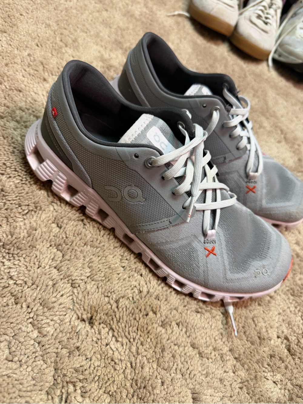 On Running Women's Sneakers in Gray with Light Pink Accents